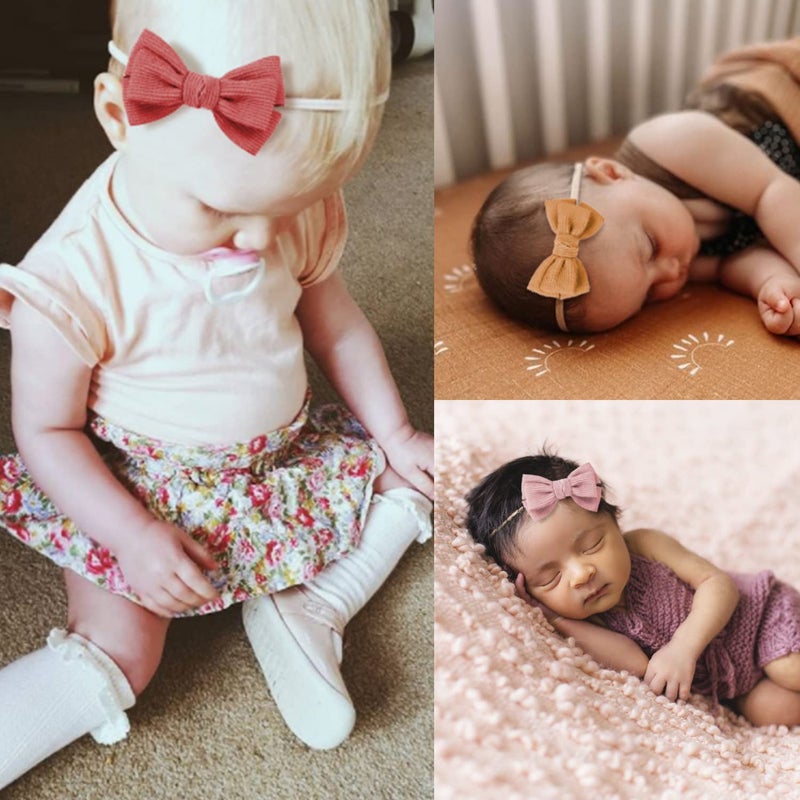 VISBL Baby Girl Headbands and Bows, Newborn Infant Toddler Nylon Elastics Hairbands Hair Accessories - Image 2